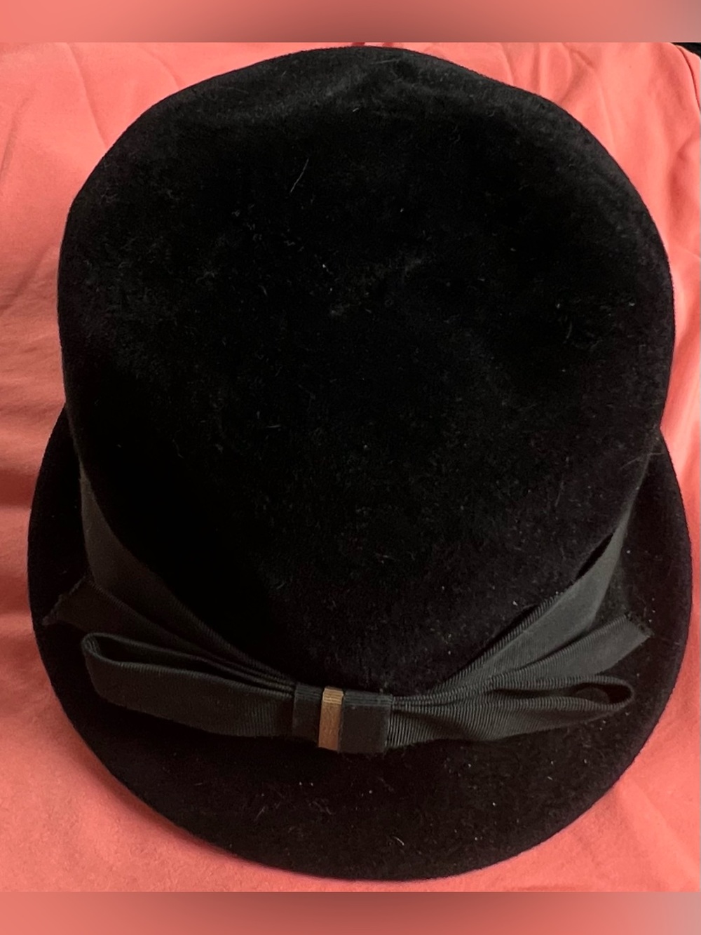 Vintage Cloche Hat PeachBloom Velour MerrimacBody Imported Fur BLACK